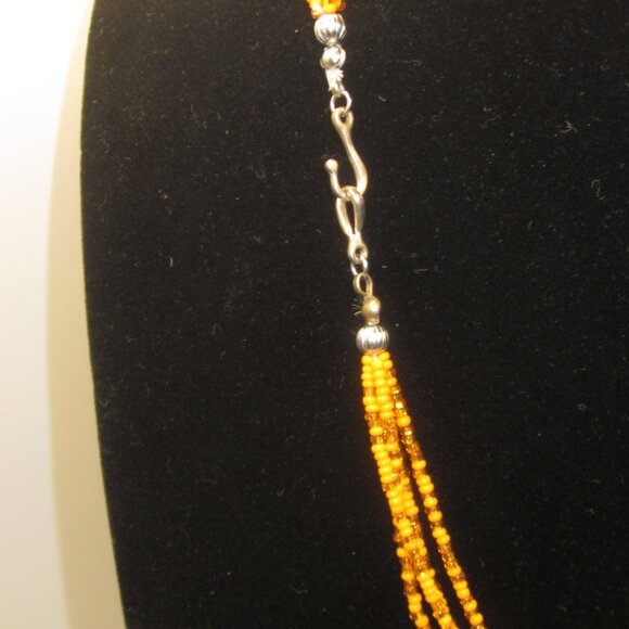 Seed Bead and Glass Pendant Necklace - Picture 3 of 3